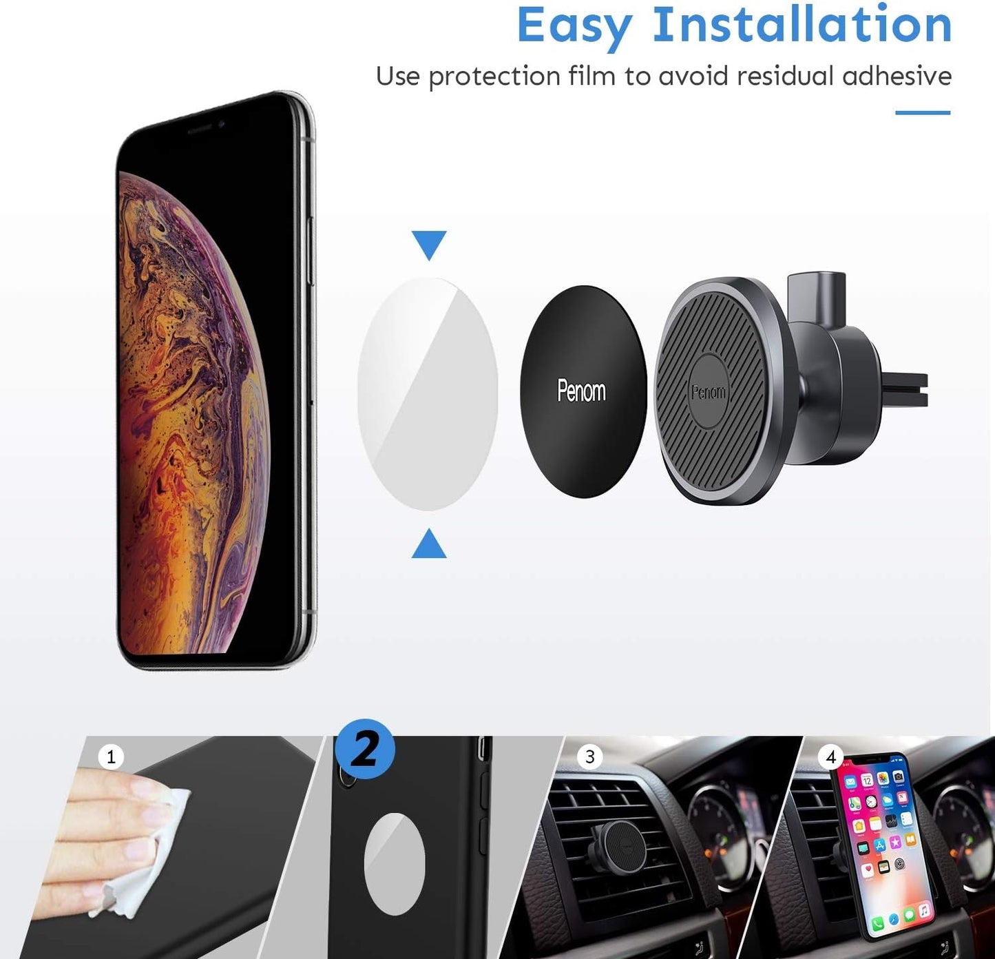 Magnetic Universal Car Phone Mount - Professional Cell Phone Holder for Most Smartphones