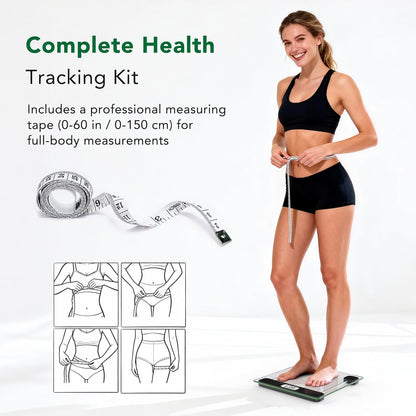 Scale for Body Weight, Accurate Bathroom Scales, Digital Weighing Machine for People, 400Lb Capacity, LCD Display, Step-On Technology, Tempered Glass, Measuring Tape Included