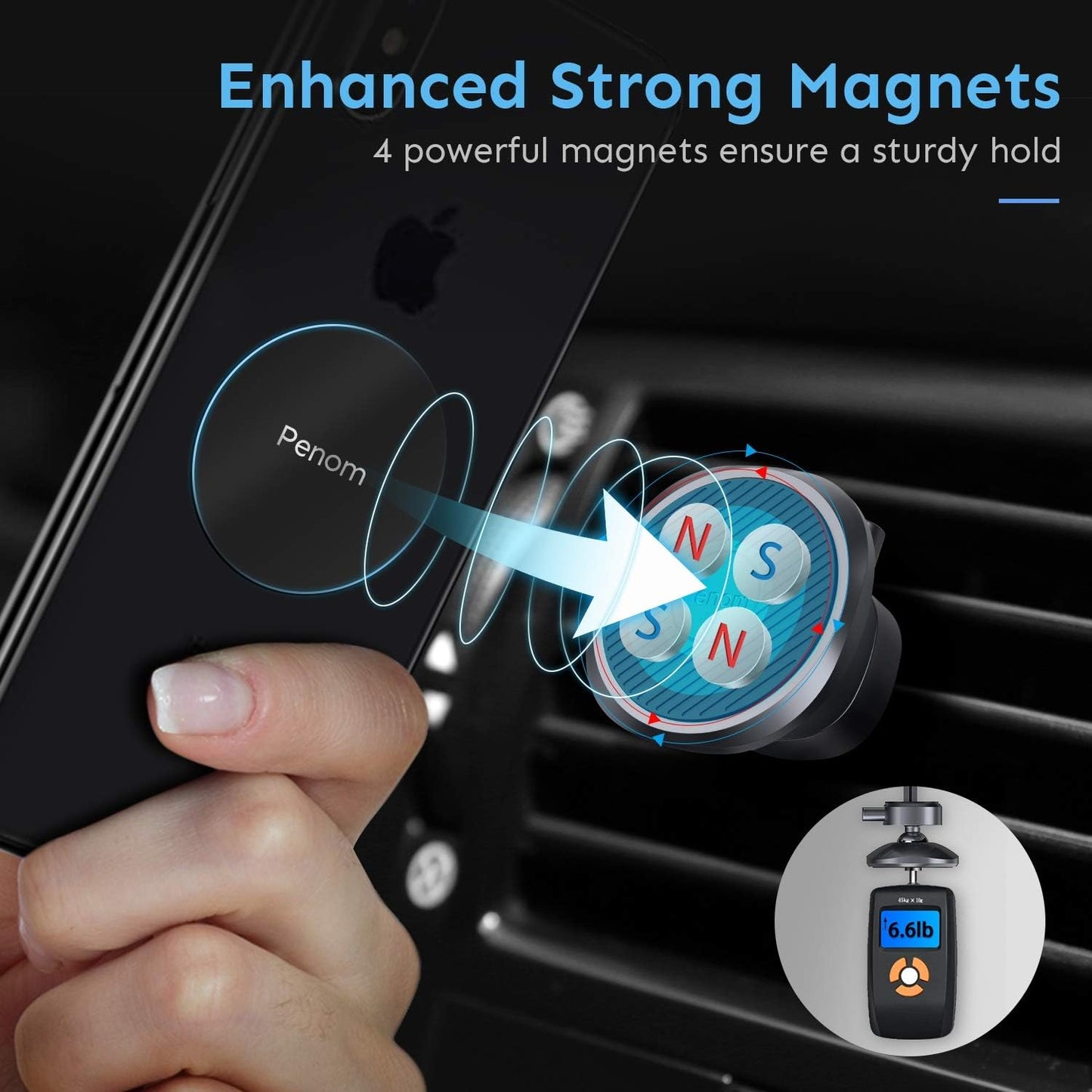 Magnetic Universal Car Phone Mount - Professional Cell Phone Holder for Most Smartphones