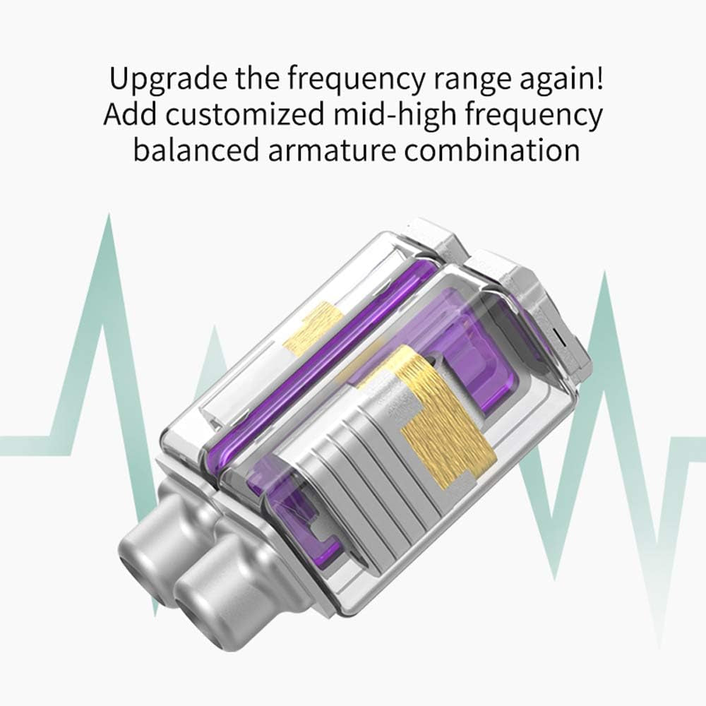 KZ ZSX 5BA+1DD 6 Driver Hybrid In-Ear Hifi Earphones with Zinc Alloy Faceplate, Recessed 2 Pin Detachable Cable for Audiophile Musician (Without Mic, Purple)