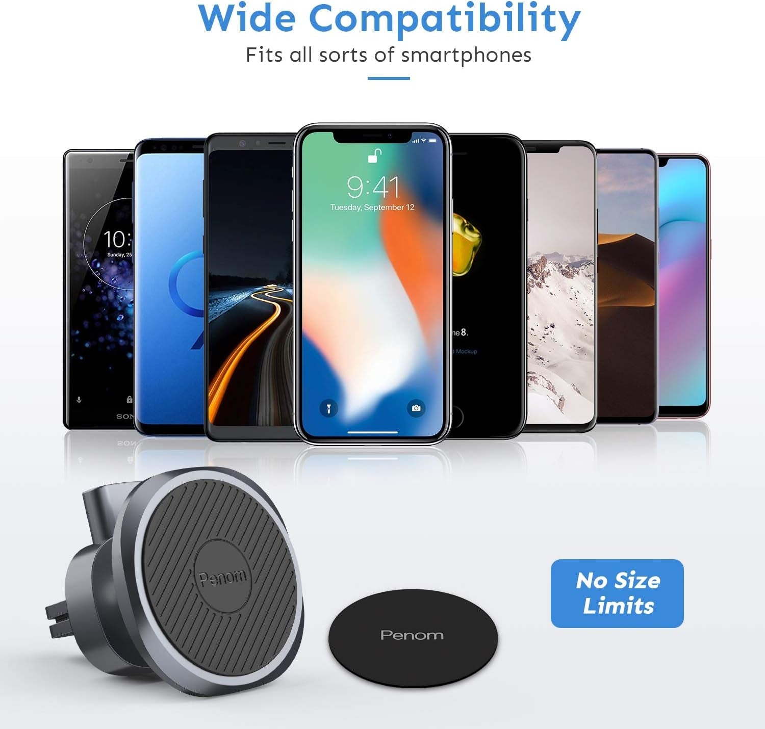 Magnetic Universal Car Phone Mount - Professional Cell Phone Holder for Most Smartphones