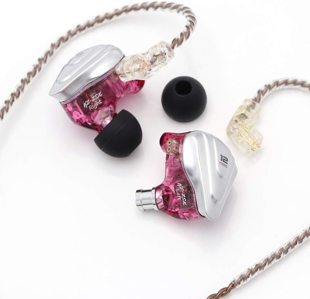 KZ ZSX 5BA+1DD 6 Driver Hybrid In-Ear Hifi Earphones with Zinc Alloy Faceplate, Recessed 2 Pin Detachable Cable for Audiophile Musician (Without Mic, Purple)