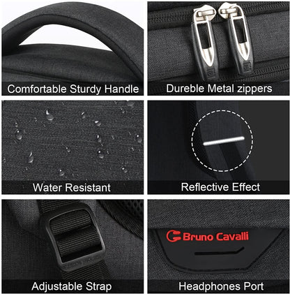 Professional Slim Laptop Backpack for Business Travel, Anti-Theft Design with USB Charging Port, Water-Resistant College Computer Bag for 15.6 Inch Laptops and Notebooks - Black